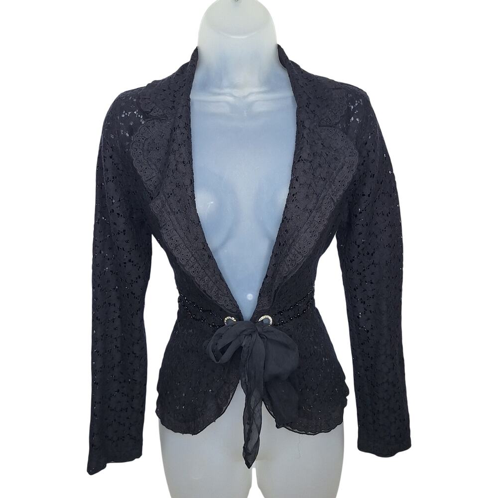Vintage Y2K Lace Blazer Jacket Top S/M Goth Victorian Vampire Whimsygoth Beaded